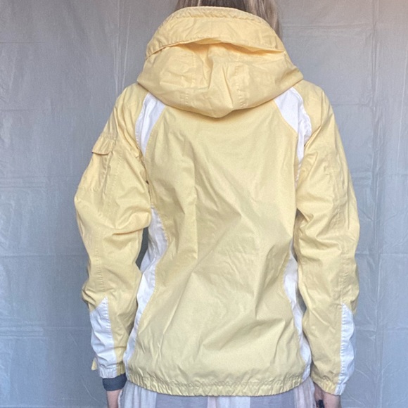 Columbia Omni-Tech Small Waterproof Hooded Yellow & White Zip Up Jacket Coat - Picture 12 of 16